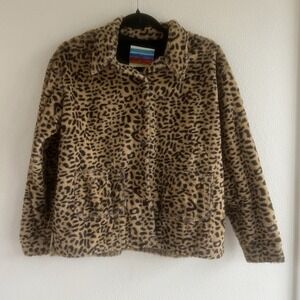 UNIF Animal Leopard Print Faux Fur Biker Jacket SIZE XS Bomber